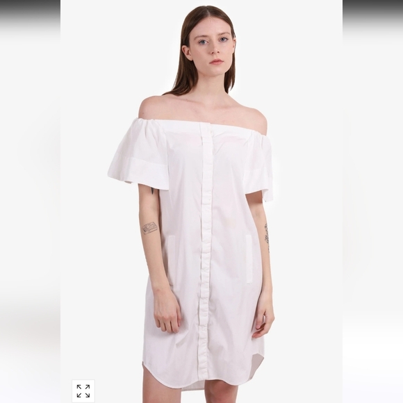Vince Dresses & Skirts - VINCE. White Off Shoulder Dress with Pockets